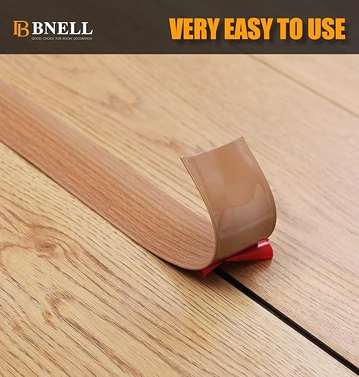 Bnell Floor Transition Strip Floor Cover Strips Self Adhesive Flooring Transitions Laminate Floor Strip Vinyl Floor Flat Divider Strip for for Joining Floor Gaps (10FT,2in, Yellow Oak)