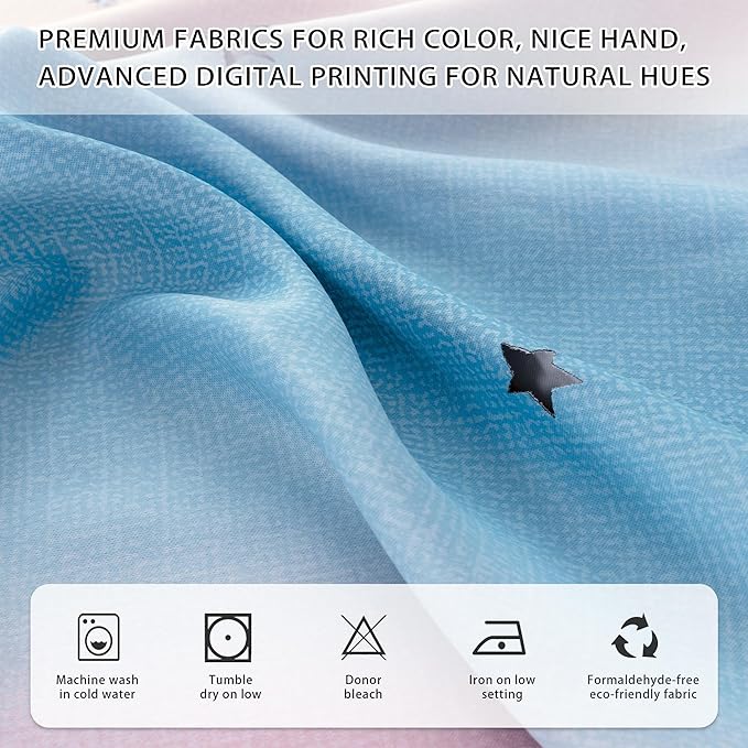 XiDi Girls Blackout Curtains 102 Inches Long for Bedroom, Room Darkening Grommet Window Ombre Curtains 2 Panel Sets, Kids Unicorn Princess Theme Decor Colorful Rainbow Design Pink Purple 42WX102L
