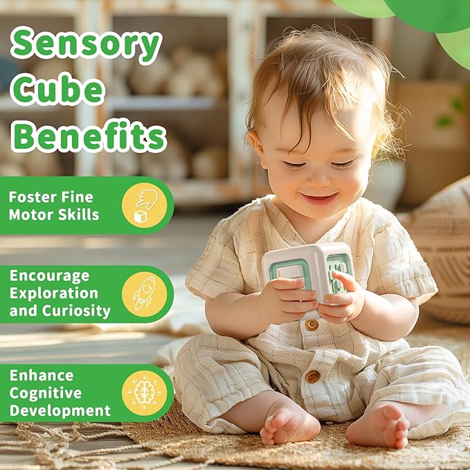 Busy Cube Toy, Sensory Toys for Toddlers 1-3, Baby Car Seat Toys 12-18 Months, Toddler Airplane Travel Toys Age 1-2, Learning Fine Motor Skills, 1st Birthday Gifts