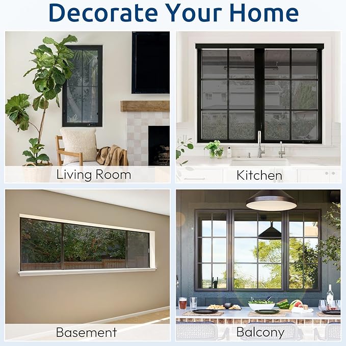 rabbitgoo One Way Window Privacy Film, Window Tint for Home, Reflective Heat Control Sun Blocking Anti UV See Out Not in Glass Door Covering Tinting Film, 17.5 in X 6.5 Feet, Black Silver
