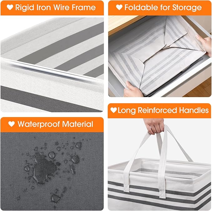 4 Pack Large Laundry Baskets, Laundry Hampers, Freestanding Waterproof Collapsible Clothes Bag with Extended & Reinforced Handles - Clothes Basket for Dorm, Bathroom, Home (88L)