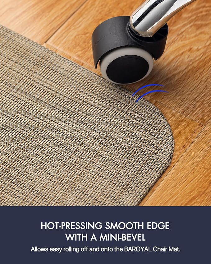 BARoyal Office Chair Mat for Hardwood Floor Under Desk Computer Rolling Chair Mat for Wood/Tile Floor Non-Slip Heavy Duty Desk Rug PVC Plastic Hard Floor Protector 48" x 60"(Linen)