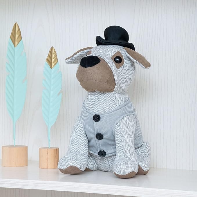 Marwood Cute Door Stopper Decorative Door Stops for Home and Office, Gentleman Dressed Dog Weighted Interior Doorstop Fabric Stuffed Animal Door Stopper Floor Decorative