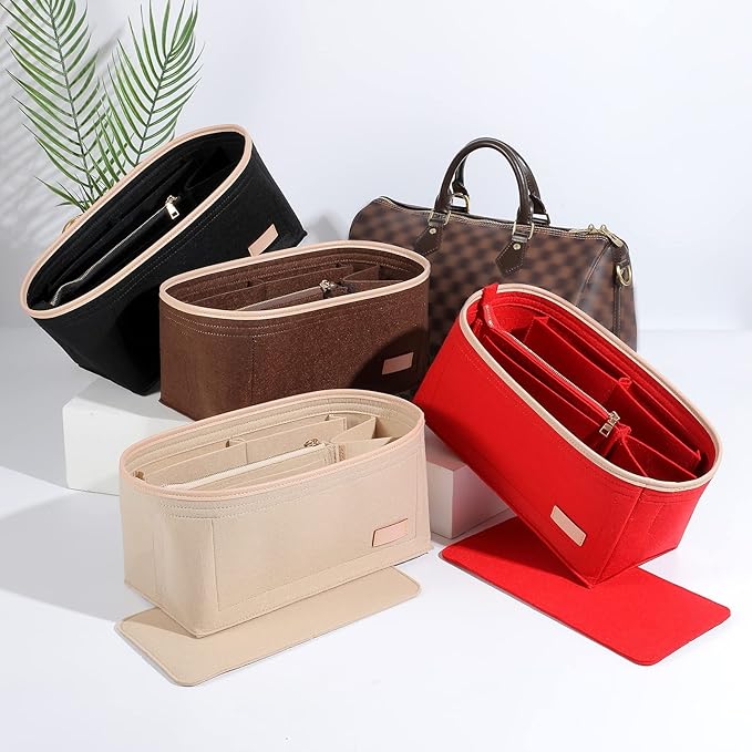 Doxo Purse Organizer Insert for Handbags & Base Shaper 2pc Set, Compatible with Speedy 25 Bag Organizer, Lepliage S,Nererfull,ONTHEGO,Carryall,Graceful,Noe,Book Tote Bag and More(M-Black)