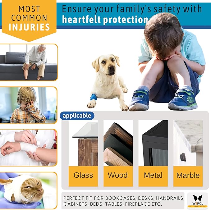 Table Edge Protector for Baby Proofing (18ft Edge+8 Corners) Baby Proof Corners and Edges Guard, Soft NBR Rubber Foam 3M Adhesive, Furniture Corner & Edge Safety Bumpers for Table & Fireplace-White