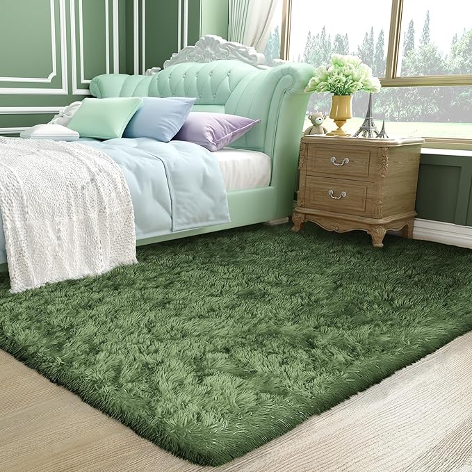Ophanie Area Rugs for Bedroom Living Room,Color Grey Green,Size 4' x 6',Shape Rectangular