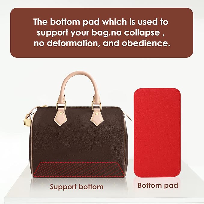 Purse Organizer Insert for Handbags, Fit Speedy 25 Neverfull Felt Tote Insert with Base Shaper Zipper Bag in Bag