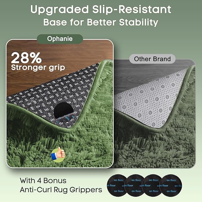 Ophanie Area Rugs for Bedroom Living Room,Color Grey Green,Size 4' x 6',Shape Rectangular