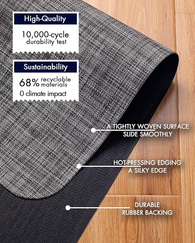 BARoyal Office Chair Mat for Hardwood Floor Under Desk Computer Rolling Chair Mat for Wood/Tile Floor Non-Slip Heavy Duty Desk Rug PVC Plastic Hard Floor Protector 36" x 48"(Gravel)