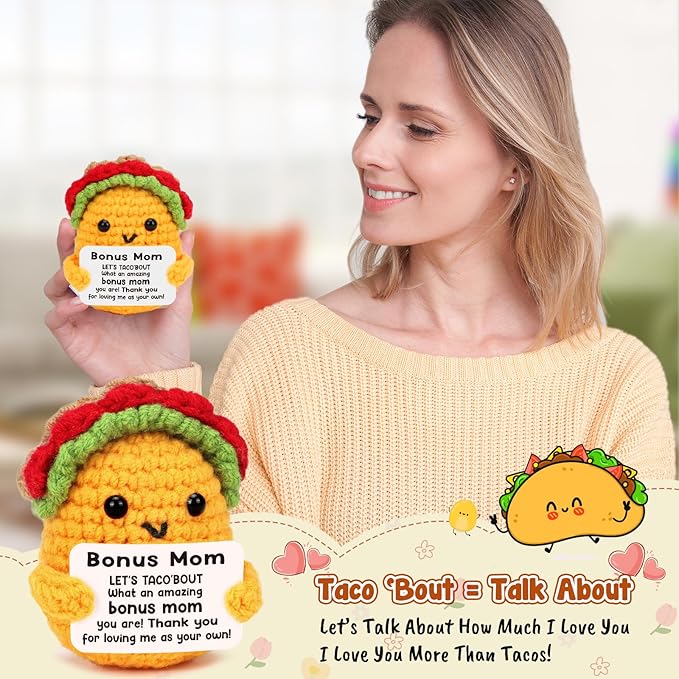 LuoHere Gifts for Stepmom Bonus Mom Mothers Day Funny Gift from Daughter Son, Mothers Day Christmas Birthday Stepmom Gifts Ideas - Handmade Crochet Cute Unique I Love Best Stepped Mom Ever Gift