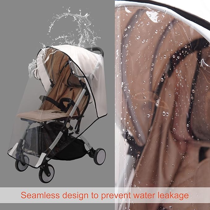 Bemece Universal Stroller Rain Cover - Waterproof Windproof Travel Weather Shield Thick & Durable Protect from Dust and Snow with Breathable Ventilation Mesh Clear Visibility Baby Travel Accessories