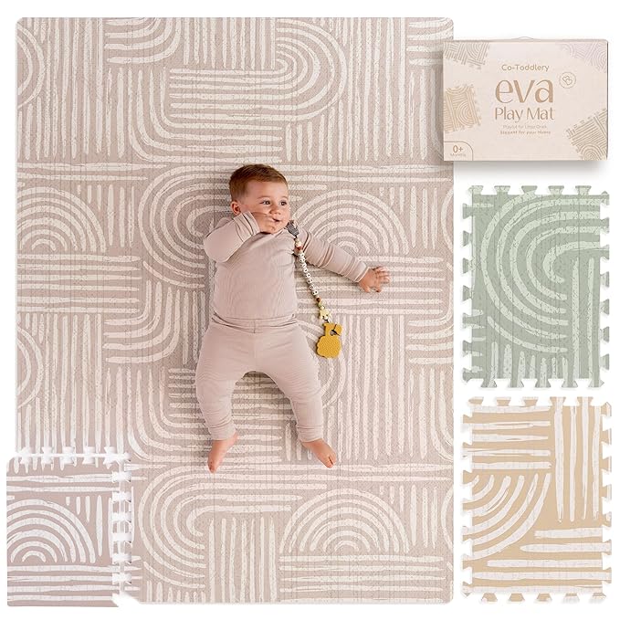 Baby Play Mat – Premium Foam Playmat for Babies & Toddlers, 67" x 48", Neutral Modern Look, Easy-Clean & Non-Toxic, Decor-Friendly Baby Floor Play Mat for Any Room. Co-Toddlery
