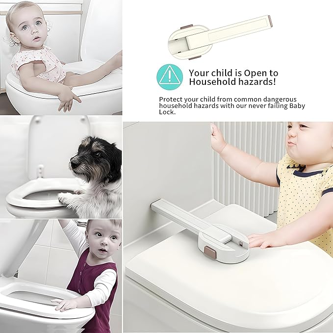 Toilet Locks Baby Proof - Premium Baby Proof Toilet Seat Lock with Double Button Design, Durable ABS Material, Easy Installation Toilet Lock for Toddlers - Ultimate Toilet Baby Proofing Solution
