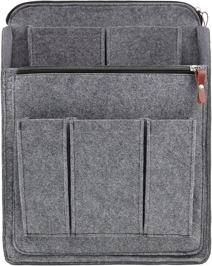 Surblue Felt Backpack Organizer Insert for Travel Rucksack and Daypack, Bag Insert Liner Pocket with Zipper, Large Capacity Divider Foldable Shoulder Bag Organizer for Men and Women, (Grey, XL)