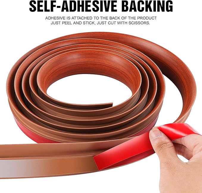 BNELL Floor Transition Strip Self Adhesive-PVC Carpet & Floor Edging Trim Strip,Threshold Transitions Suitable for Threshold Height Less Than 10mm (9.84FT_Red Teak Wood Grain)