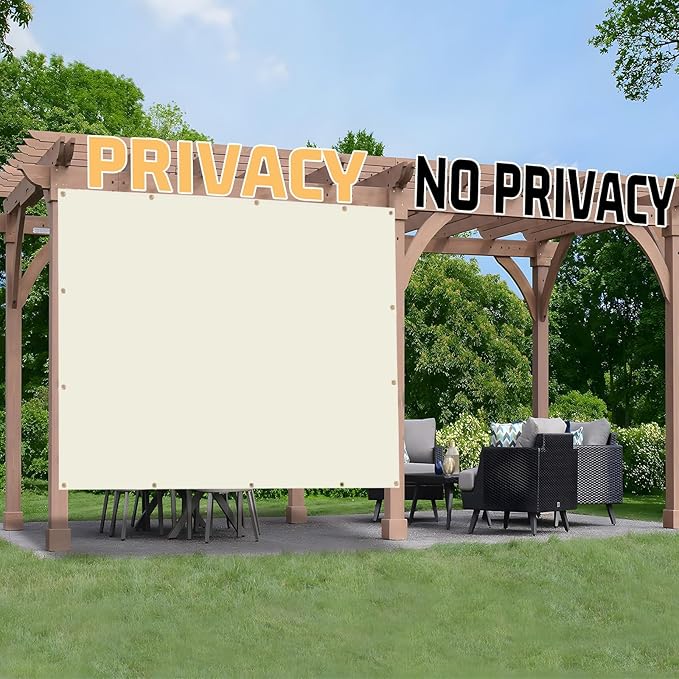 SUNNY GUARD Shade Cloth Custom Size 3x24 FT Sun Shade Screen Fabric Shade Cover Tarp with Grommets for Pergola Backyard Garden, Butter Cream(We Customized)