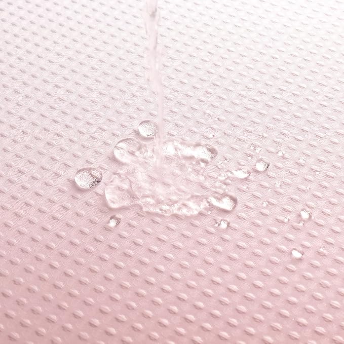 MitoVilla Pink Ombre Waffle Small Stall Shower Curtain 36 x 72, Half Size Fabric Narrow Shower Curtains for Bathroom Decor, 36 inch Weighted Shower Curtain Set with Plastic Hooks