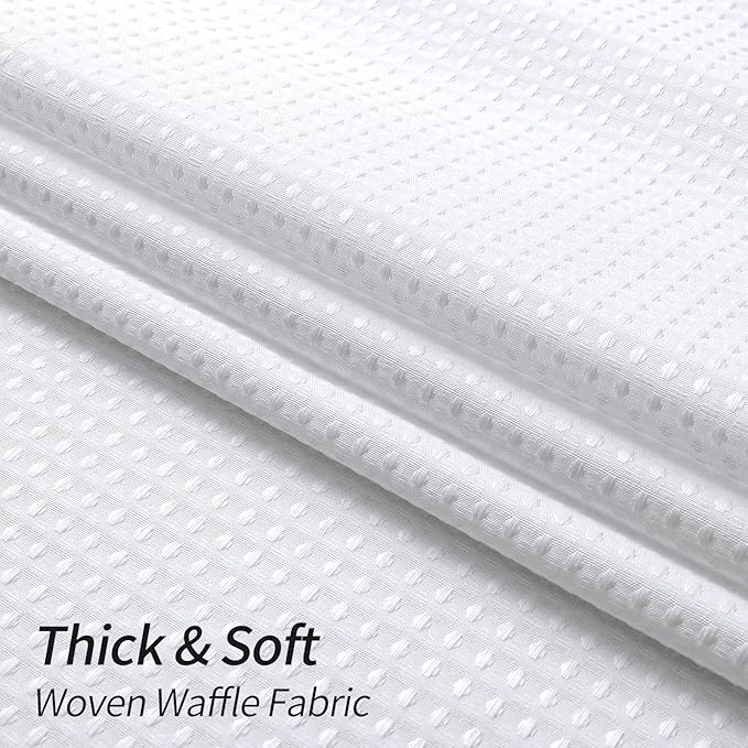 MitoVilla White Waffle Shower Curtain 72 x 78, Weighted Fabric Long Shower Curtain Set, Modern Farmhouse Shower Curtain for Bathroom Decor, Luxury Hotel Cloth Shower Curtains 78 inch Long