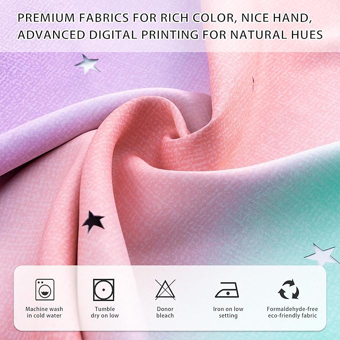 Extra Wide Curtains 84 Inches Long 100 Inch Wide for Girls Bedroom Patio Sliding Door Kids Blackout Curtains for Nursery Room Darkening Rainbow Princess Unicorn Wall 1 Panel 100x84 Pink Purple Green