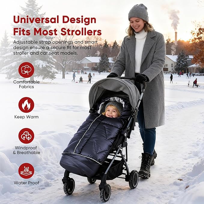 Universal Stroller Blanket & Stroller Footmuff,Water-Repellent Bunting Bag for Babies,Toddlers and Kids,Zipper Footmuff for Stroller,Stroller Winter Cover Warm Baby Sleeping Bag