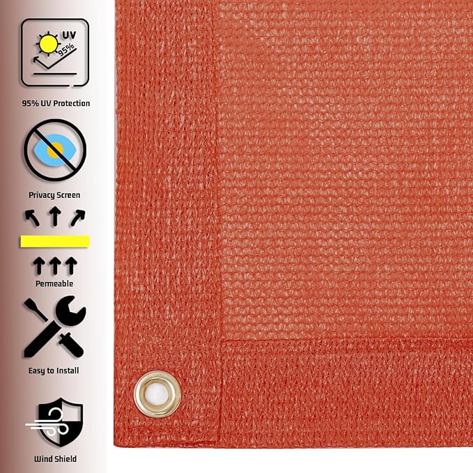 SUNNY GUARD Shade Cloth Custom Size 17x23 FT Sun Shade Screen Fabric Shade Cover Tarp with Grommets for Pergola Backyard Garden, Terra(We Customized)