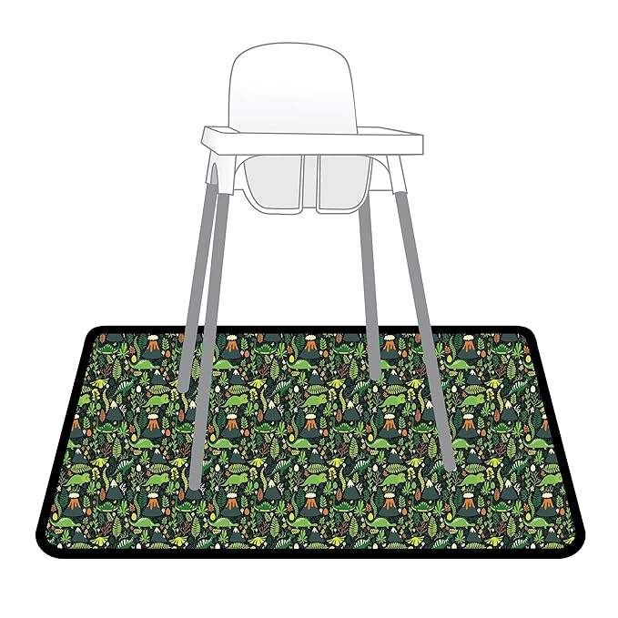BapronBaby Dino Days Splash Mat - Waterproof Catch-All for Under High Chairs, Floors, Tables, Playtime or Arts & Crafts - Machine Washable - 45" x 45”