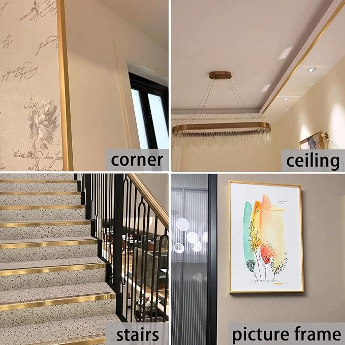 Aluminum Peel and Stick L Molding Corner Guards with 90° Angle for Wall Door Frame Cabinet Baseboard Protection and Decoration, 51.2in x 0.8in (3Pcs)