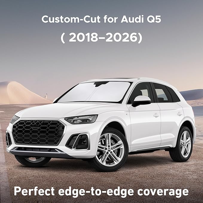 EcoNour Windshield Sun Shade for Audi Q5 2018–2023 2024 2025 2026, Sun Visor for Front Windshield & Window Sunshade Cover, UV Heat Blocker & Protector, Car Accessories