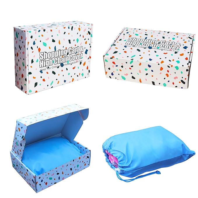 2-in-1 Shopping Cart and High Chair Cover-Grocery Cart Cover for Babies Toddlers Infants Resturant Highchair Cover-Padded Folds to Portable Pouch for Baby Boy Girl (Colorful)