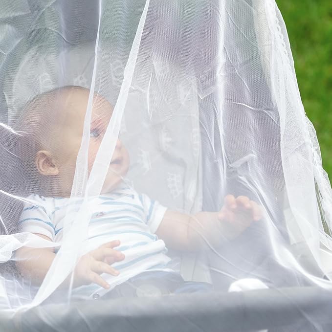 Enovoe Mosquito Net for Baby Stroller and Crib - Durable Mesh Bug Net Cover with Elastic Edge - Fits Strollers, Bassinets, Playards, and Mini Cribs - Travel Essential for Newborns - 63x64-Inch (White)