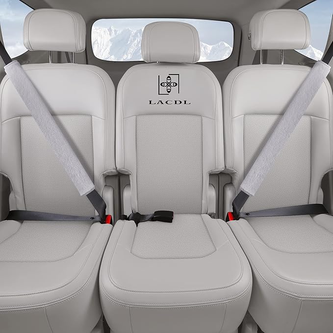 LACDL Extra Long Seatbelt Cover Super Soft Furry for Adults Kids Women & Men, Thick Plush Full Car Seat Belt Strap Cushion, Fluffy Shoulder Pad Protector, Auto Interior Accessories, 1pc, Grey, 25.5in