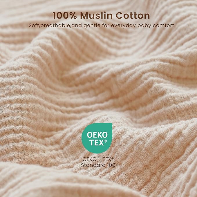 Konssy Muslin Changing Pad with Waterproof Lining Foam, Includes 2 Pack Soft & Cotton Cover, Baby Diaper Changing Pad for Dresser or Table, 32x16 inches (Coffee Check, Cream)