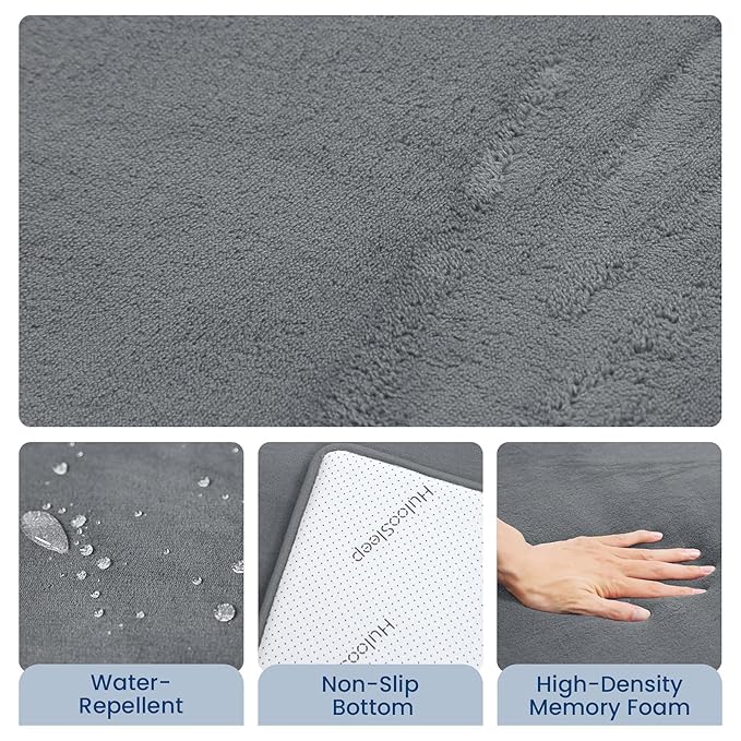 Huloo Sleep Baby Play Mat for Floor,1.3" Thick Elasti-Foam 47"×47" Playpen Mat for Tummy Time,Water Repellent Soft Coral Velvet for Toddler,Infant,Kids,Non-Slip Backing Safe for Crawling(Dark Grey)
