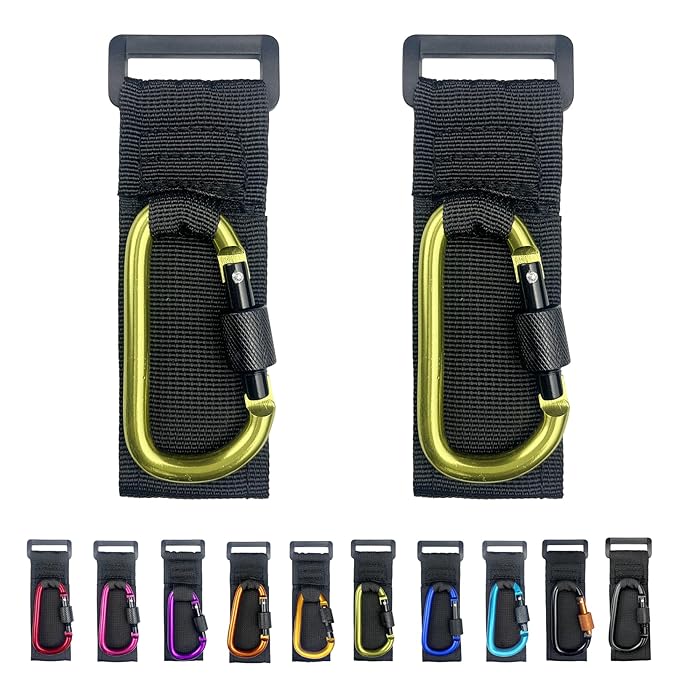 [Upgrade]Baby Stroller Hook with Locking, Carry 30 lbs per Stroller Clip, Baby Stroller Accessories & Car Seat Hook for Hanging Diaper Bag, Golf, Shopping and Pet Cart(2 Pcs + Nylon + Cyan)