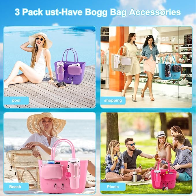 4PCS Organizer Holder for Bogg Bag, Accessories for Bogg Bags, Phone & Cup Holder compatible with Bogg Bag Original, Bag is not included
