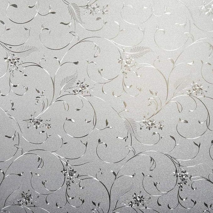 Niviy Static Cling Non-Adhesive Window Film Frosted Glass Film Bathroom Door Glass Decoration Window Film Privacy Covering (17.5"x 236")