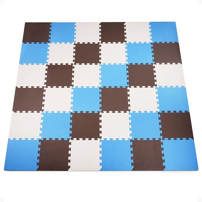 BalanceFrom Foam Floor Tiles for Kids - Non-Toxic Comfortable Baby Play Mat and Interlocking Foam Tiles for Crawling & Development, Soft Play Mat for Babies, 36 Tiles Cover 36 SQ SF