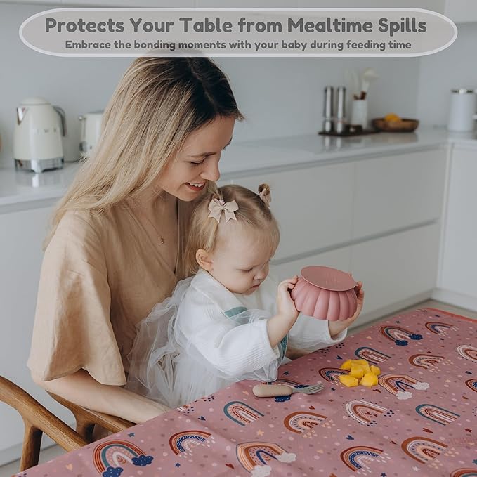 55"x55"Jumbo Thick 4-Layer Baby Splat Mat for Under High Chair, Large Heavy Duty Waterproof Spill Mat, Washable, Extra Anti-Slip Floor Protector for Arts,Crafts,Mess Mat
