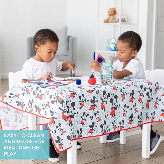 Bumkins Disney Baby Splat Mat for Under High Chair, Babies Toddlers Eating Mess Mat, Waterproof Reusable Cloth for Arts and Crafts, Play Mat for Kids, Floor or Table, Fabric 42inx42in, Mickey Mouse