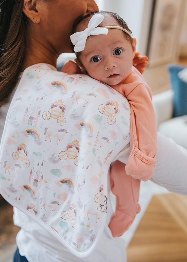 Copper Pearl Premium Baby Burp Cloths - 3-Pack Large Cotton Burp Cloths, Extra Soft Spit Up Rags with 3 Absorbent Layers, Perfect for Baby Girl Gifts (21" x 10" Size, Enchanted Set)