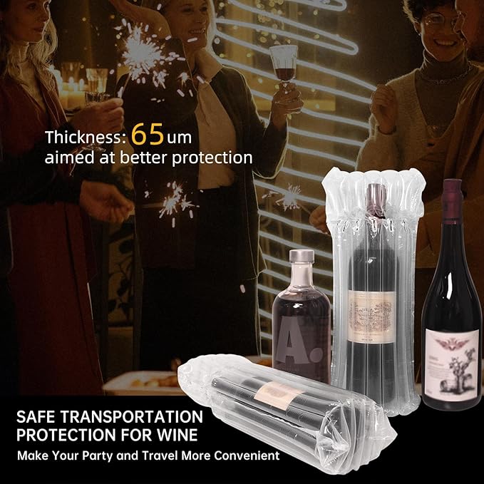 Hijelyn 18 Packs Wine Shipper Thick Inflatable Wine Shipping Packaging 65um Material Bottle Packaging for Air Travel, Liquor Shipping Protector Bags with Air Pump for Safe Transportation with Luggage