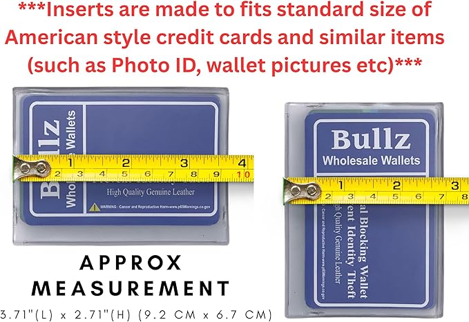 Set of 2 Heavy Duty Vinyl 6 Pages Insert for Bifold or Trifolds Wallet MADE IN USA