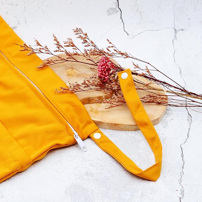 Asenappy 2pcs Cloth Diaper Wet Dry Bags Waterproof Reusable with Two Zippered Pockets Travel Beach Pool Daycare Soiled Baby Items Yoga Gym Bag for Swimsuits or Wet Clothes (3036-2-ginger)