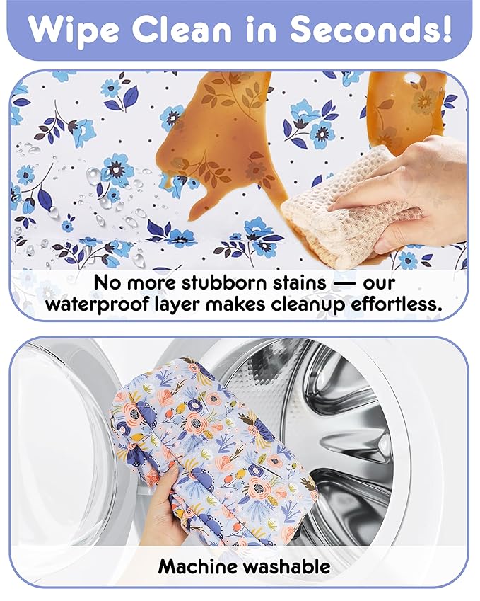 Baby High Chair Cover 2-in-1 Reversible, Includes 5-Point Harness Strap, Waterproof & Soft Side High Chair Pad Cushion, Machine Washable, Extra Thick Highchair Protector-Blue