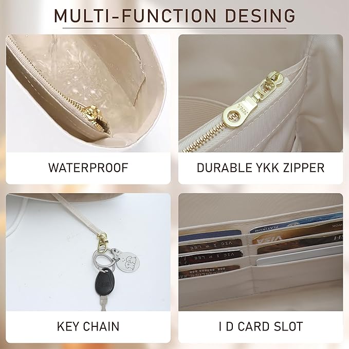 Doxo Upgraded Purse Organizer Insert for Long Champ, Bag Organizer for Long Champ Large and More, Ultra-light Waterproof DupontPaper le pliage Accessories, Women Tote Handbag Dividers(White,L)