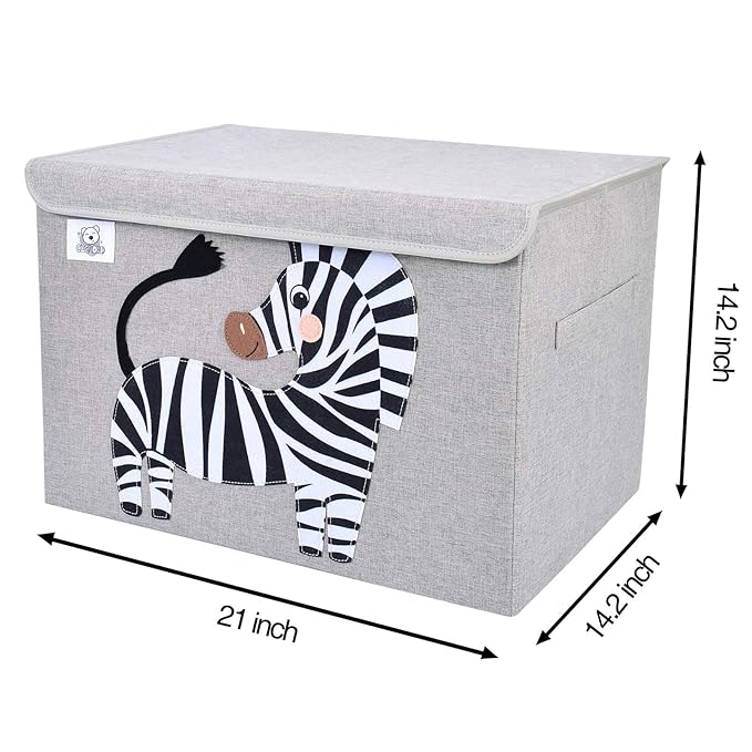 CLCROBD Foldable Large Kids Toy Chest with Flip-Top Lid, Collapsible Fabric Animal Toy Storage Organizer/Bin/Box/Basket/Trunk for Toddler, Children and Baby Nursery (Zebra)