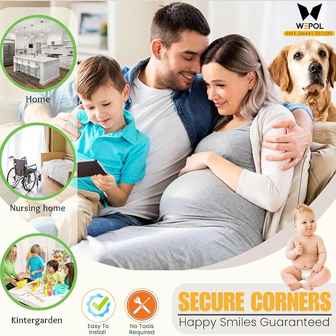 Soft Foam Corner Protectors for Baby, Bed Frame Corner Guards, Sharp Edge Desk Furniture Safety Cover Bumpers for Kids, 3M Adhesive Pre-Taped Rubber Padding Cushion (White, 4 Pack)