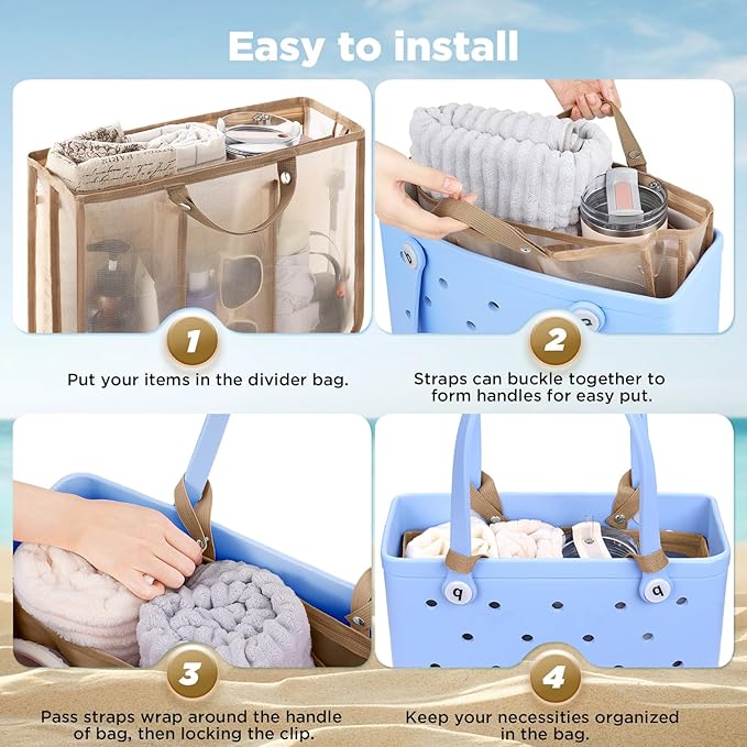 OUTXE Beach Bag Organizer Compatible with Baby Bogg Bag Accessories Inserts, Lightweight Mesh Insert Divider Pouch for Small Bogg Bags, Beach Tote Bags Insert for Organizing