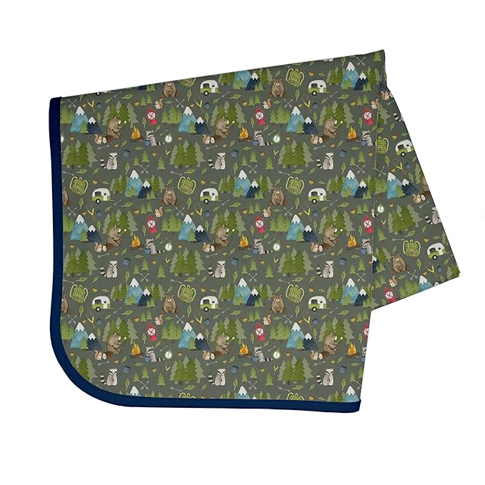 BapronBaby Camping Bears Splash Mat - Waterproof Catch-All for Under High Chairs, Floors, Tables, Playtime or Arts & Crafts - Machine Washable - 45" x 45”