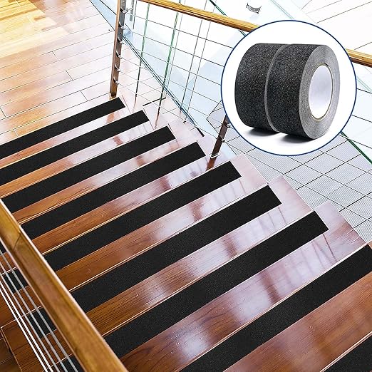BOMEI PACK Anti Slip Traction Tape,2 Inch x 33 Ft,Heavy Duty Non Slip Tape,Grip Tape for Stairs, Tread Step, Indoor & Outdoor Use,Waterproof Stairs Non Skid Treads (Black)
